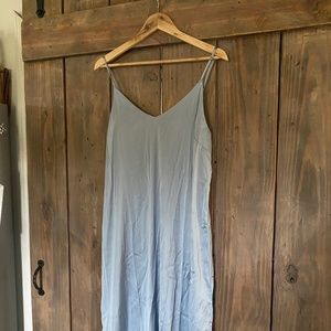 Baby Blue Satin Midi Dress